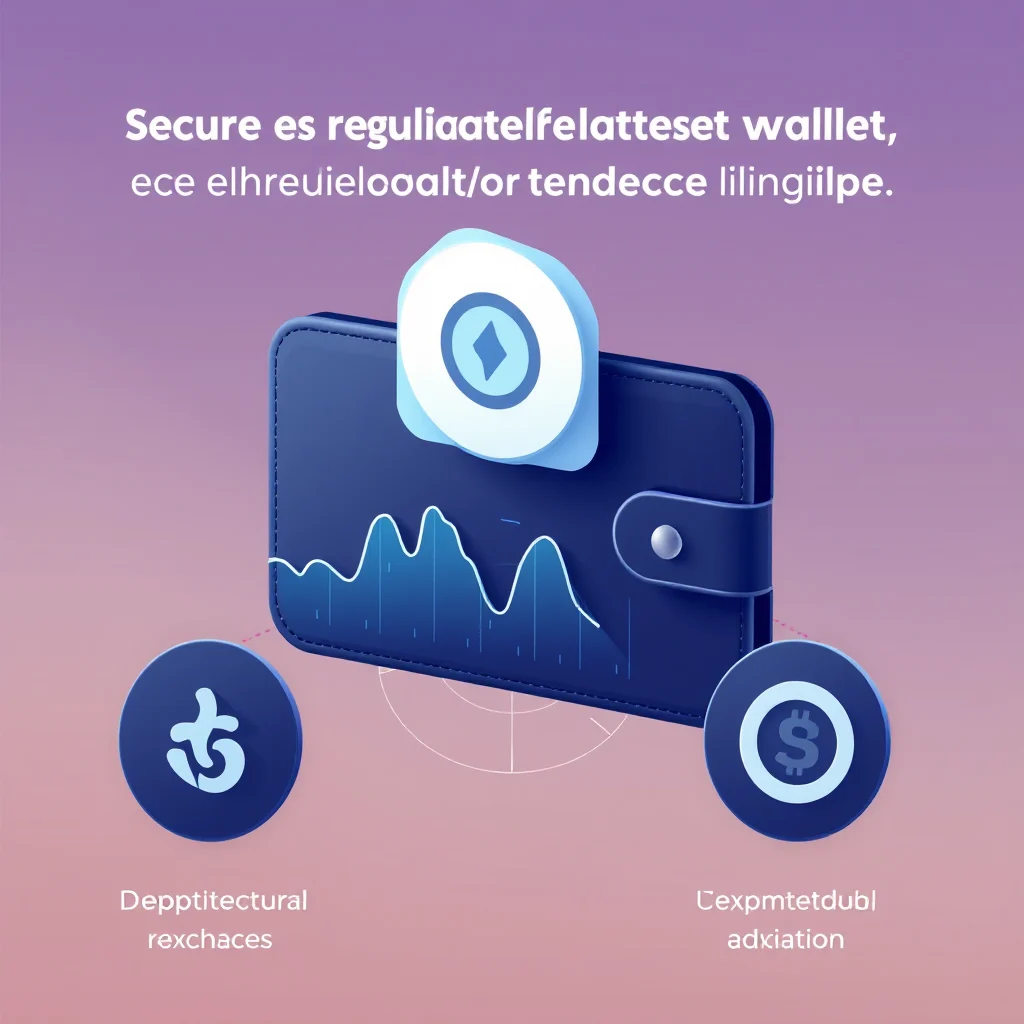 A digital wallet with a glowing cryptocurrency symbol inside, connected to two smaller icons representing financial transactions, set against a gradient background.